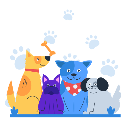 gruppo di cani e gatti 
