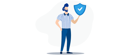 illustrazione che rappresenta un arbitro che sorregge un logo che rappresenta il concetto di assicurazione